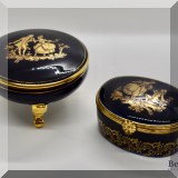 P18. Pair of cobalt and gold Limoges porcelain trinket boxes. 